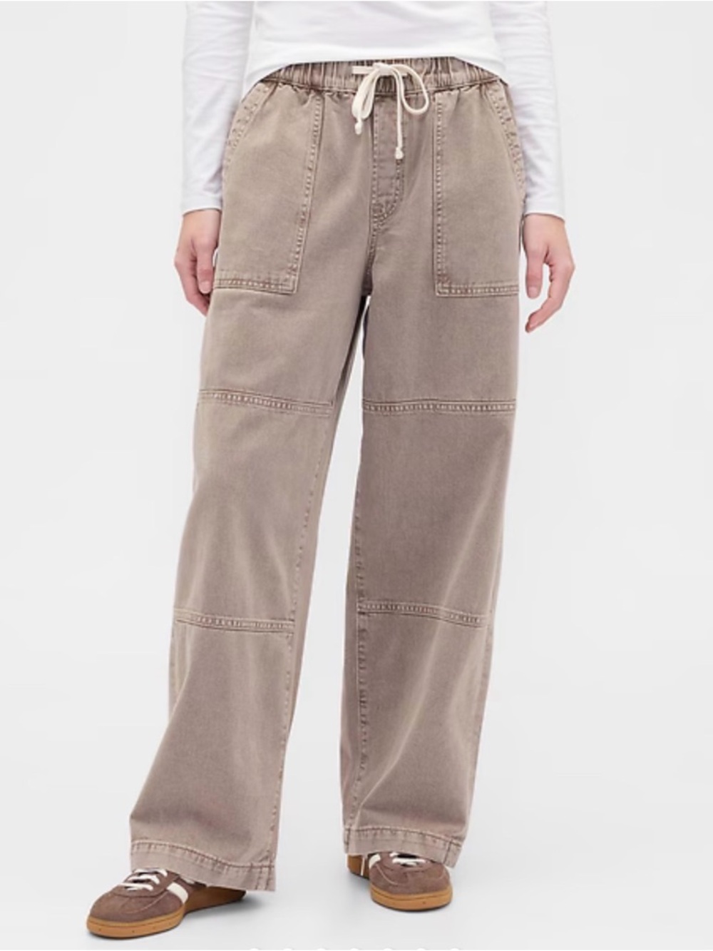 GAP Women’s High Rise Pull-On Wide-Leg Brown Utility Jeans